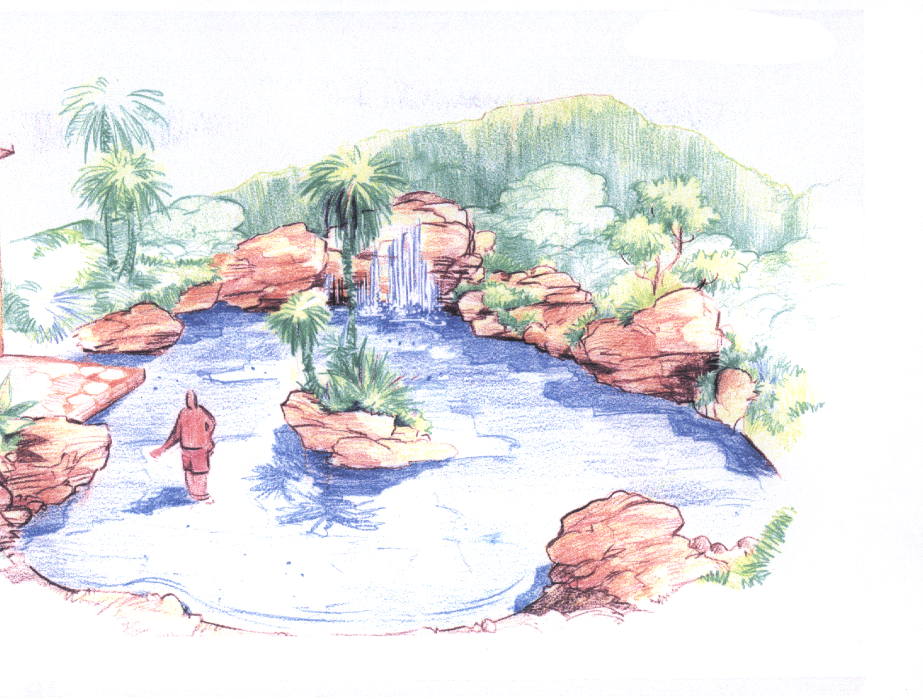 Boceto de diseño: río y cascada